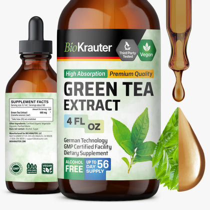 Flacon de 4 oz d'extrait de thé vert BIO KRAUTER avec étiquette