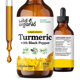 Flacon de 4 oz de complément liquide de curcuma Wild & Organic