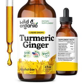 Flacon de 4 oz de complément Wild & Organic au curcuma et gingembre