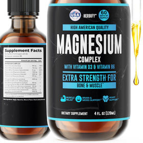 Flacon de 4 Oz de magnésium complexe liquide HERBIFY de face