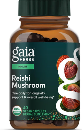 Flacon de 40 capsules végétales de champignon Reishi Gaia Herbs