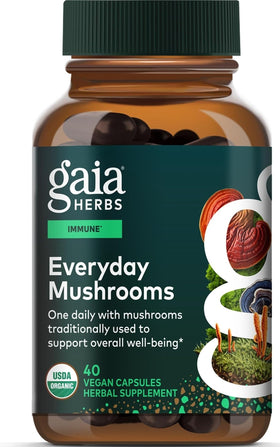 Flacon de 40 capsules végétaliennes Gaia Herbs Champignons Quotidiens