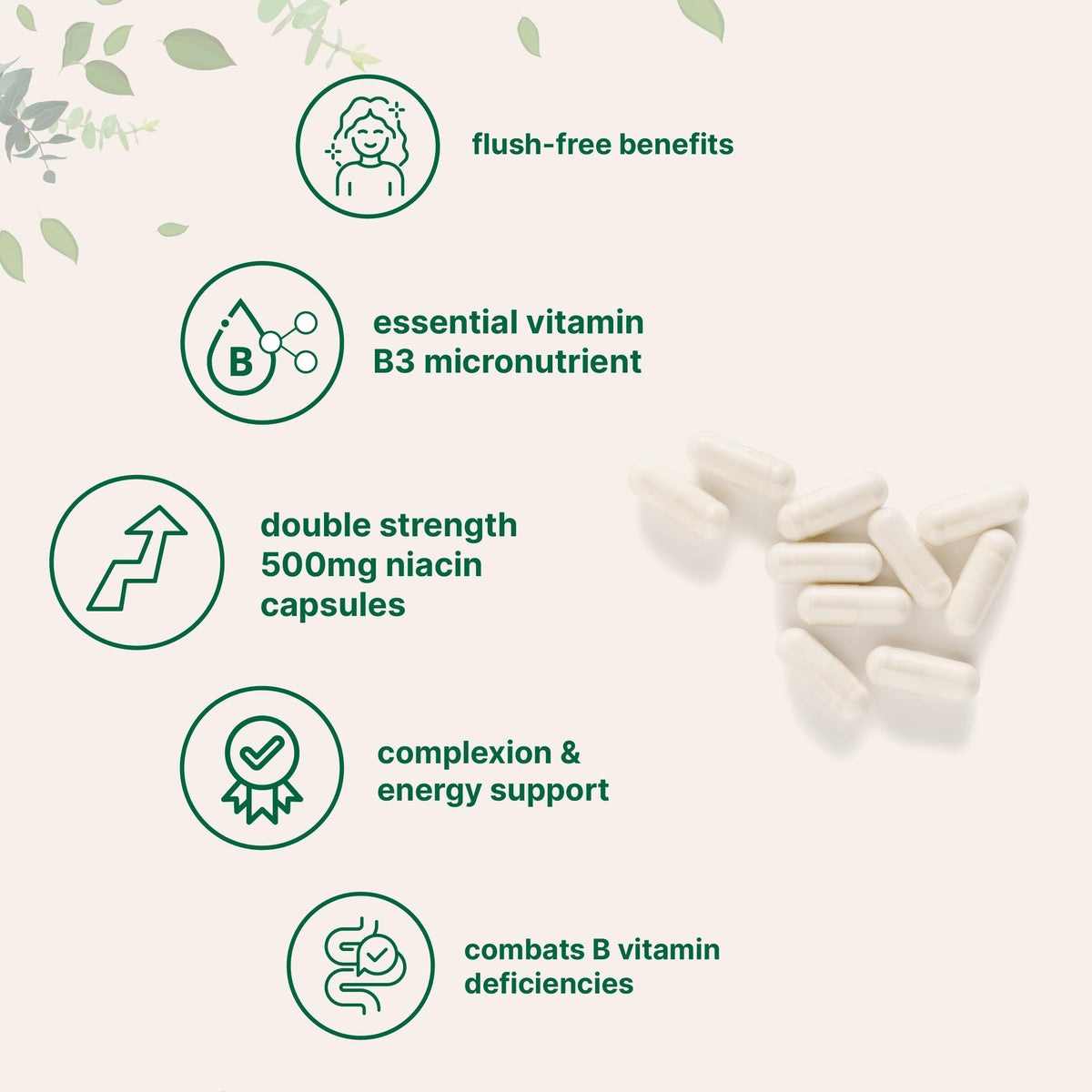 Flacon de 400 capsules de Niacine 500mg Micro Ingredients avec étiquette visible