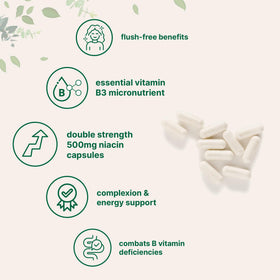 Flacon de 400 capsules de Niacine 500mg Micro Ingredients avec étiquette visible
