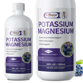 Flacon de 473 ml du complément alimentaire Potassium Magnésium d'Alliwise