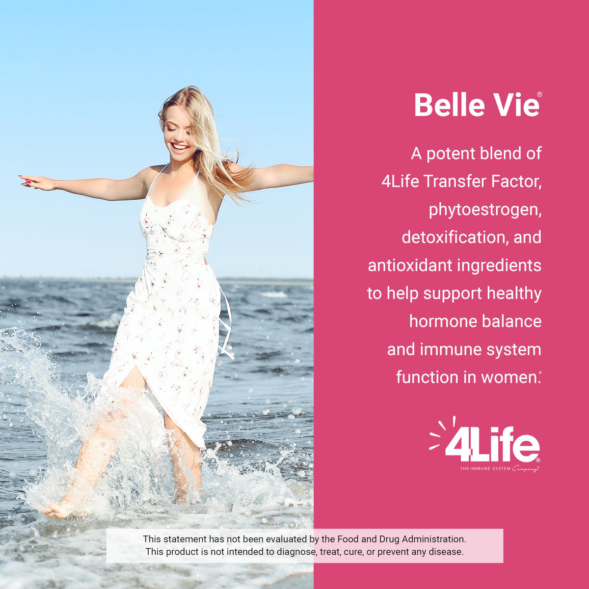 Flacon de 4Life Belle Vie sur fond blanc