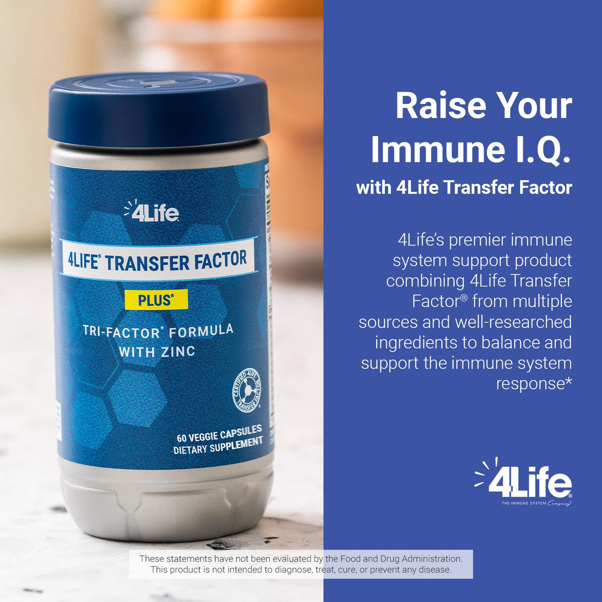 Flacon de 4Life Transfer Factor Plus Zinc ouvert avec capsules visibles