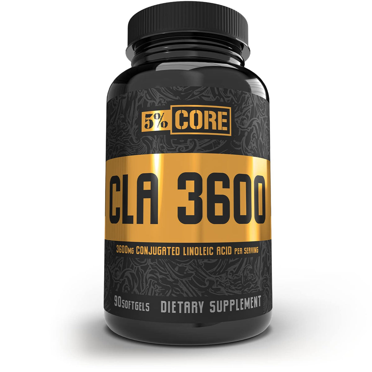 Flacon de 5% Nutrition Core CLA 3600 90 gélules vue de face