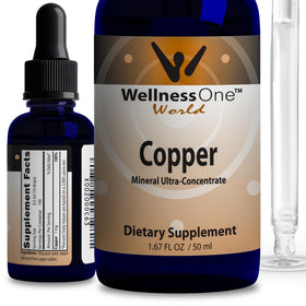 Flacon de 50 ml de cuivre liquide WellnessOne avec compte-gouttes en verre