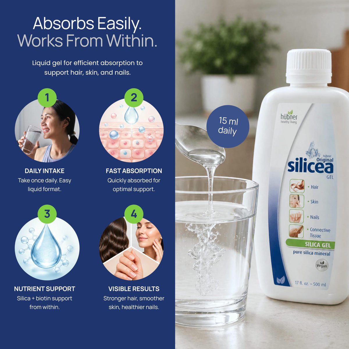 Flacon de 500 ml de Gel de Silicea Pur de hübner sur fond neutre