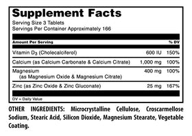 Flacon de 500 tablettes Amazing Nutrition Calcium Magnésium Zinc D3 avec étiquette