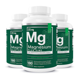 Flacon de 540 g de Magnésium Plus Zinc d'Essential Elements, vue de face