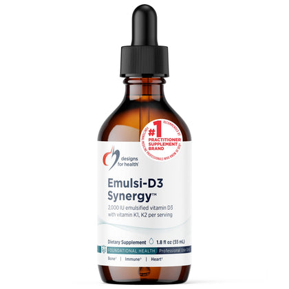 Flacon de 55 ml de Emulsi-D3 Synergy avec étiquette visible