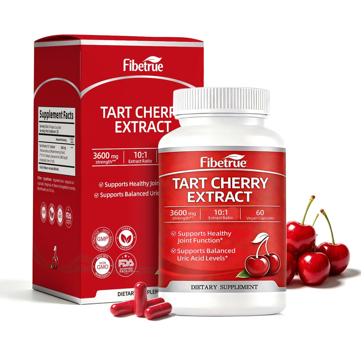 Flacon de 60 capsules d'extrait de cerise acide Fibetrue