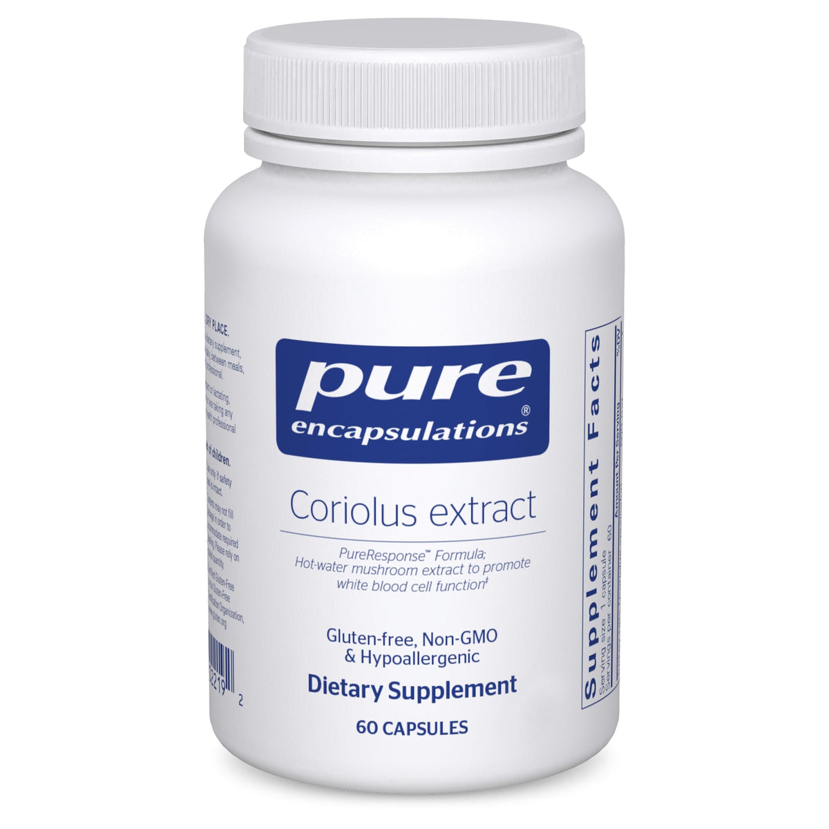Flacon de 60 capsules d'extrait de Coriolus Pure Encapsulations