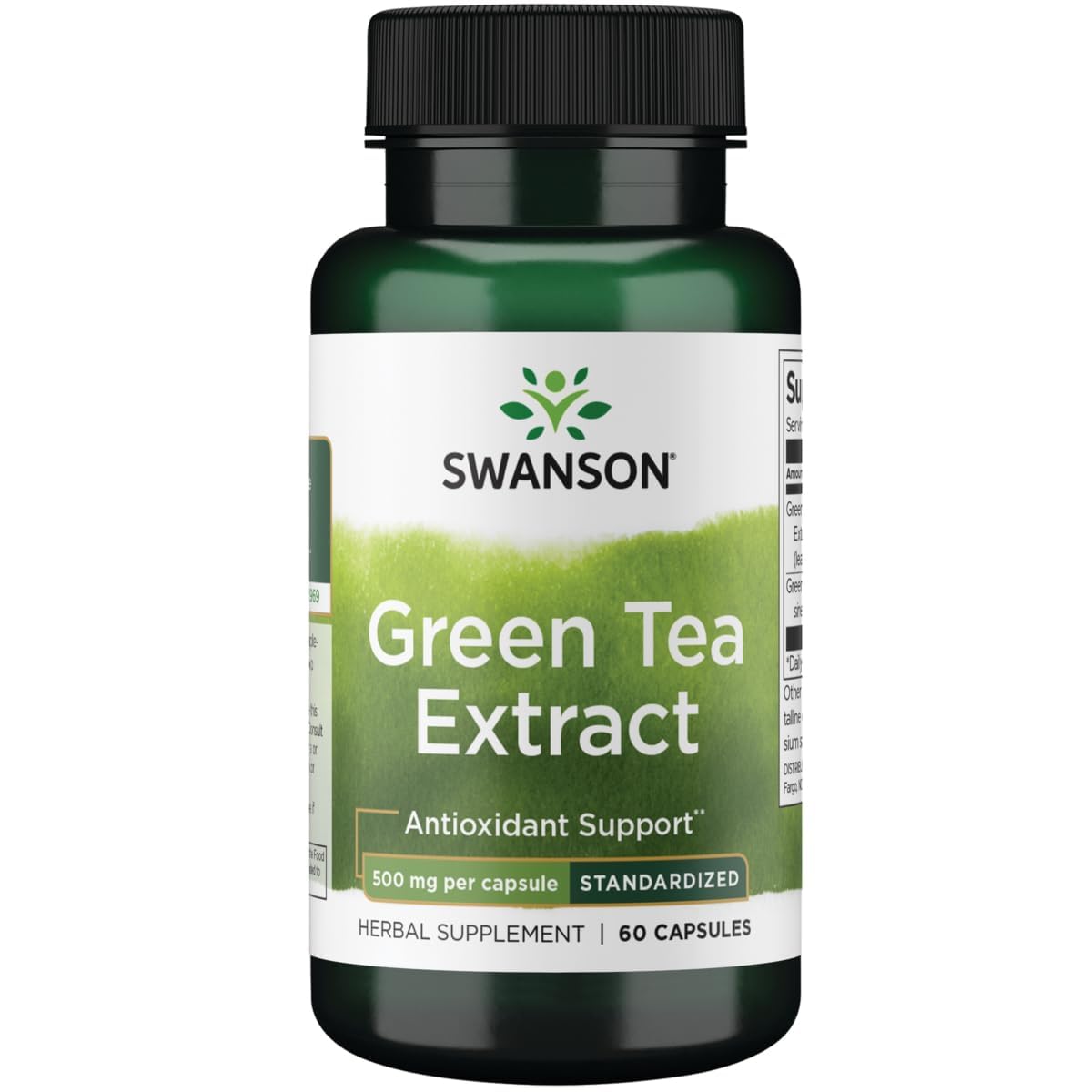 Flacon de 60 capsules d'extrait de thé vert Swanson 500 mg