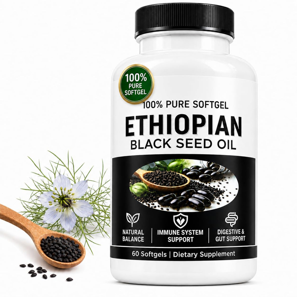 Flacon de 60 capsules d'huile de nigelle UBOMOPI