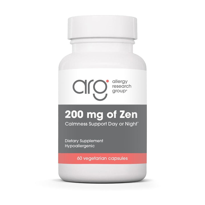 Flacon de 60 capsules de 200 mg Zen L-Theanine GABA d'Allergy Research Group