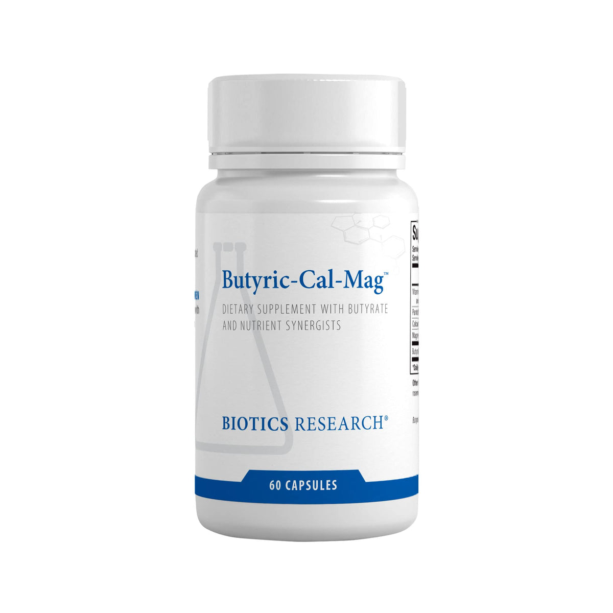 Flacon de 60 capsules de Butyric-Cal-Mag Complex de BIOTICS RESEARCH