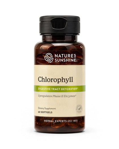 Flacon de 60 capsules de chlorophylle Nature's Sunshine vue de face