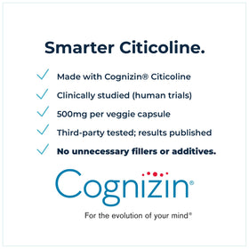Flacon de 60 capsules de Citicoline 500mg, étiquette visible