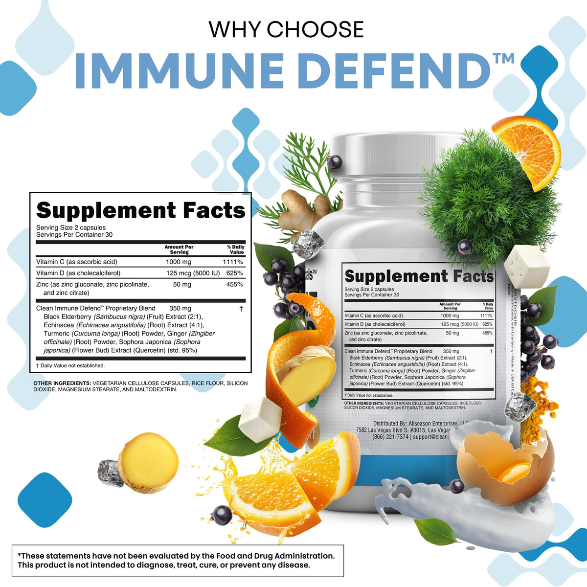Flacon de 60 capsules de Clean Nutraceuticals en vue de face