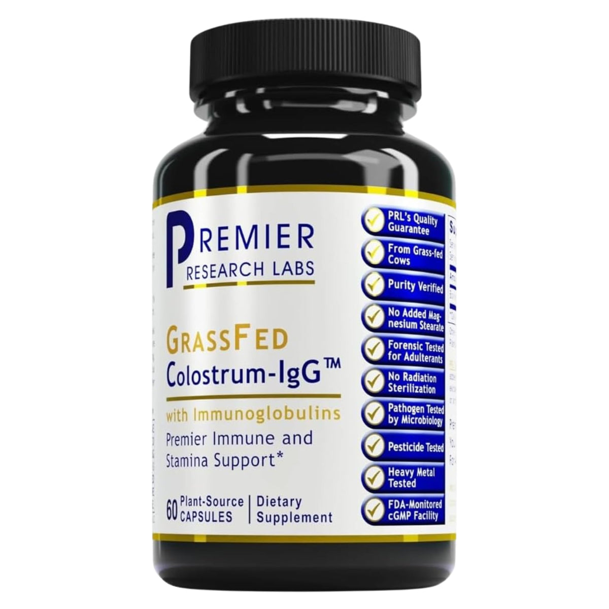 Flacon de 60 capsules de colostrum-IgG de Premier Research Labs