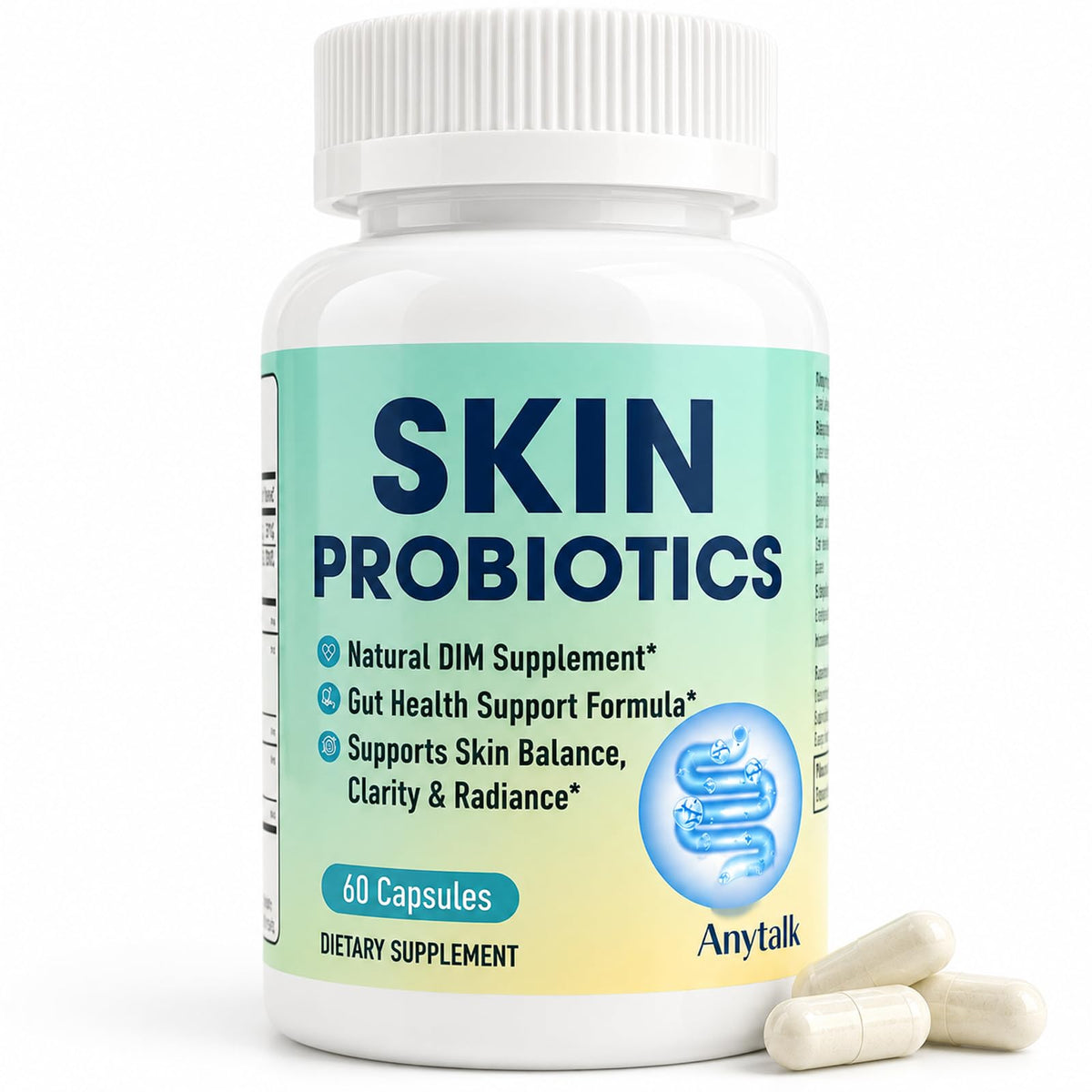 Flacon de 60 capsules de complément alimentaire probiotique ANYTALK