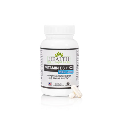 Flacon de 60 capsules de D3 + K2 Health As It Ought To Be