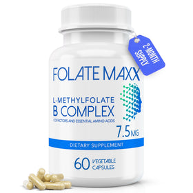 Flacon de 60 capsules de FOLATE MAXX B-Complex vue de face