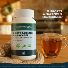 Flacon de 60 capsules de Lactobacillus Paracasei avec étiquette visible