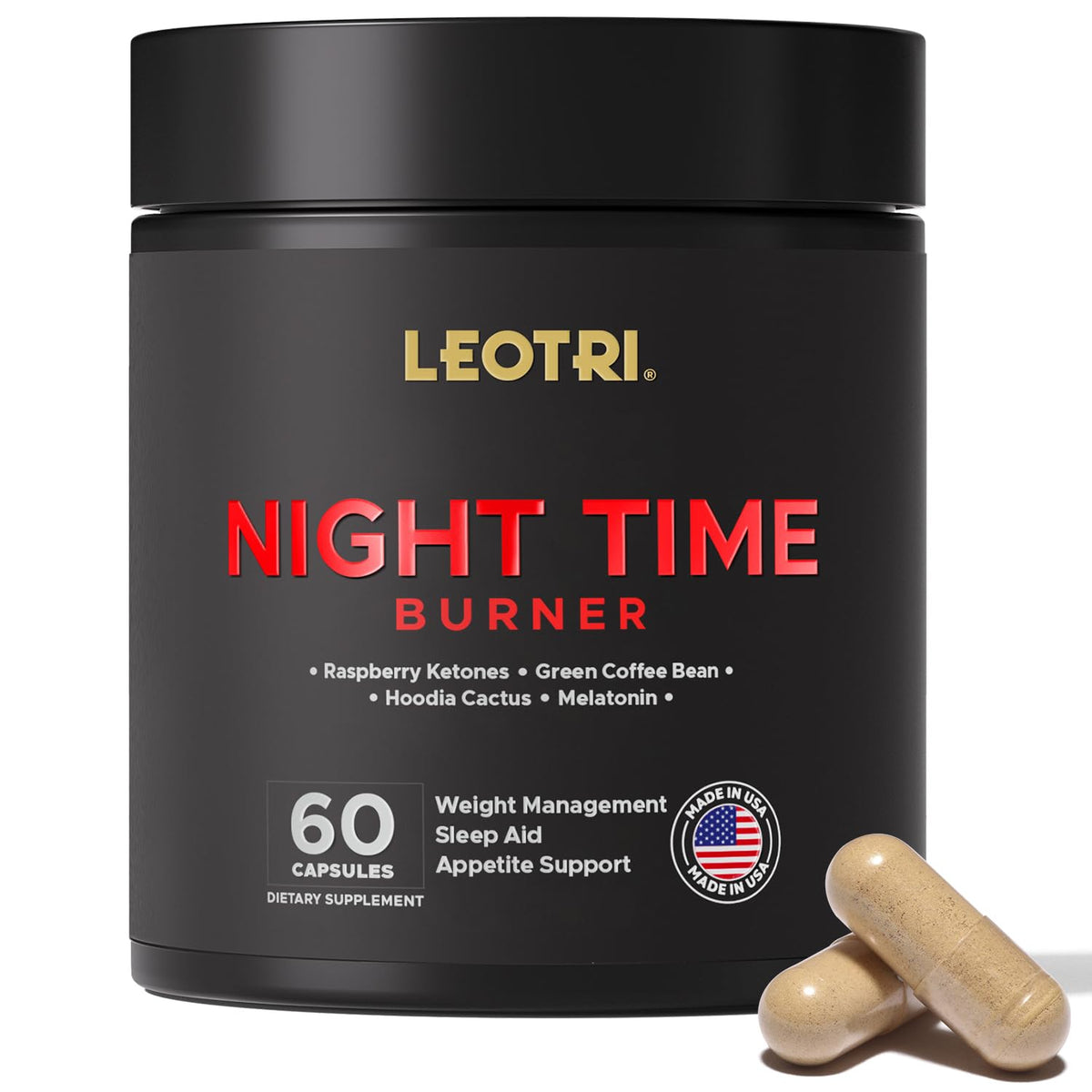 Flacon de 60 capsules de Leotri Complément Nuit Brûleur de Graisse