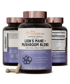 Flacon de 60 capsules de Live Conscious Lion's Mane champignon