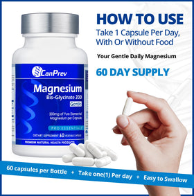 Flacon de 60 capsules de magnésium glycinate CanPrev