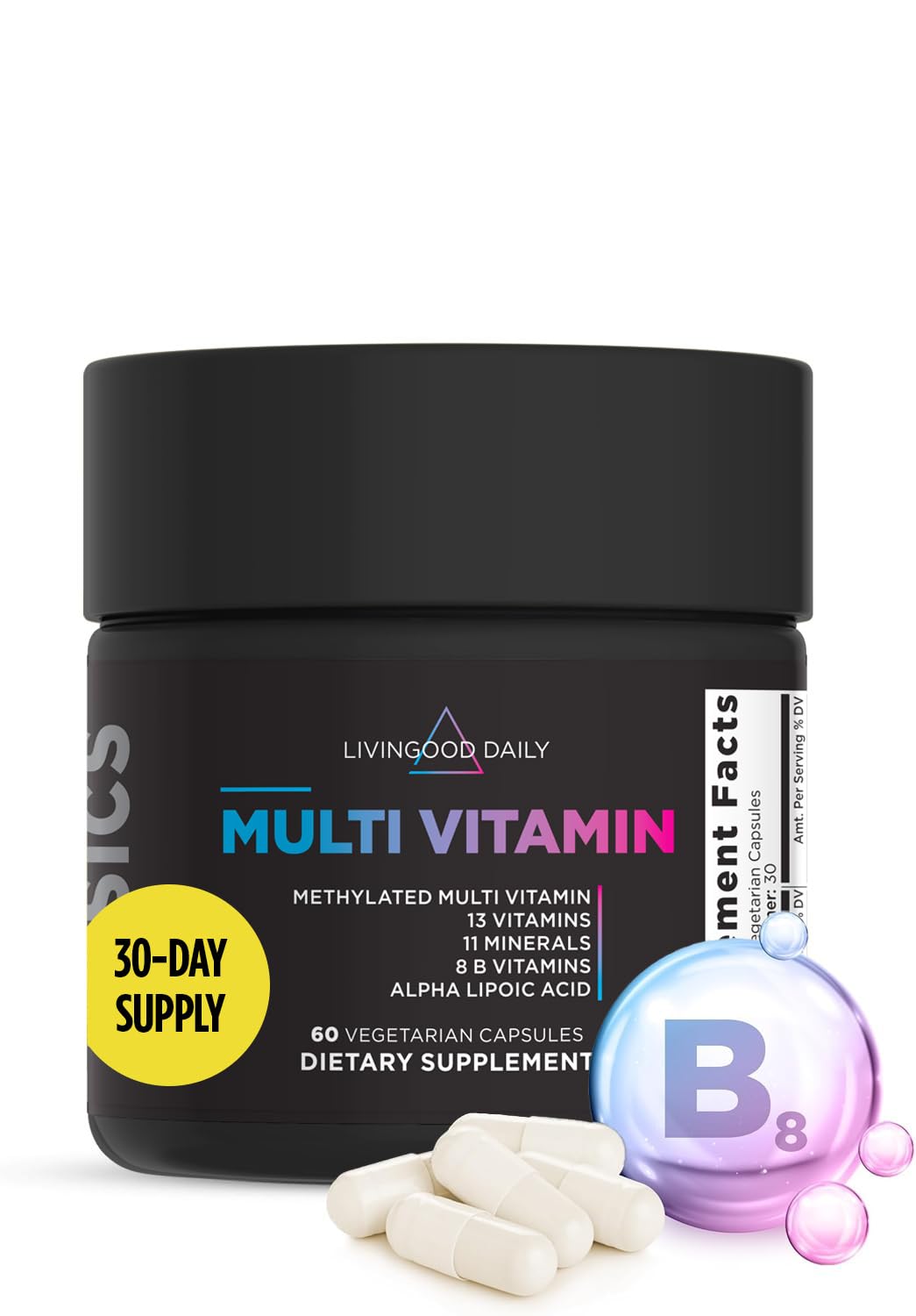 Flacon de 60 capsules de multivitamine methylée Livingood Daily