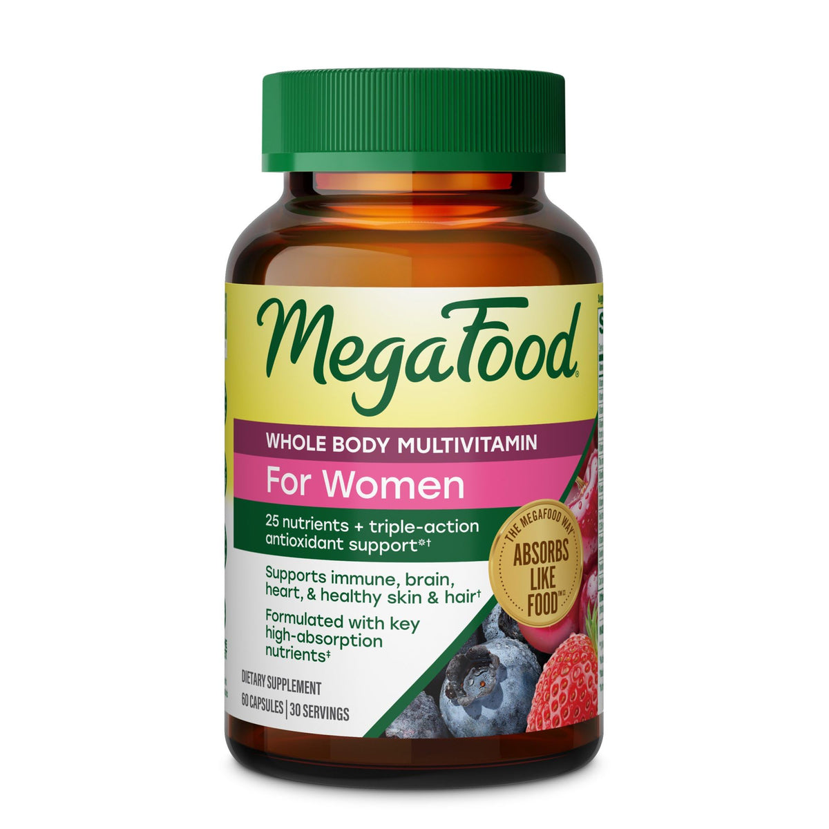 Flacon de 60 capsules de multivitamines MegaFood pour femmes