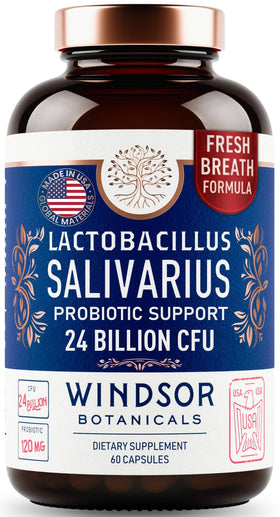 Flacon de 60 capsules de probiotiques Lactobacillus Salivarius de WINDSOR BOTANICALS