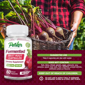 Flacon de 60 capsules de racine de betterave fermentée bio Parker Naturals