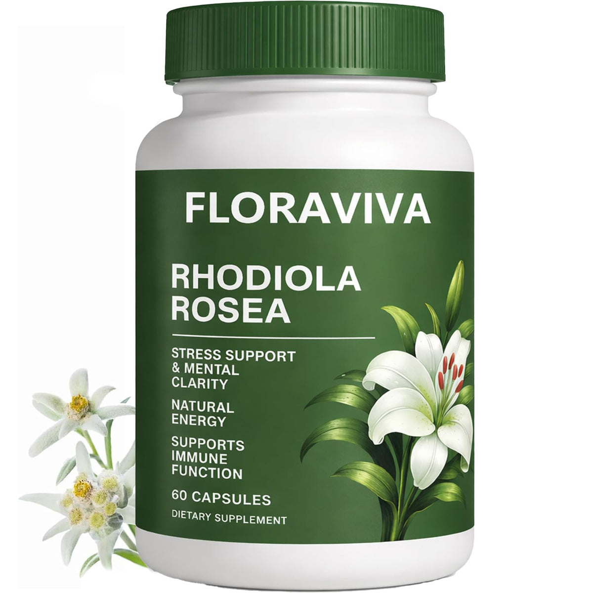 Flacon de 60 capsules de Rhodiola Rosea Raipult vue de face