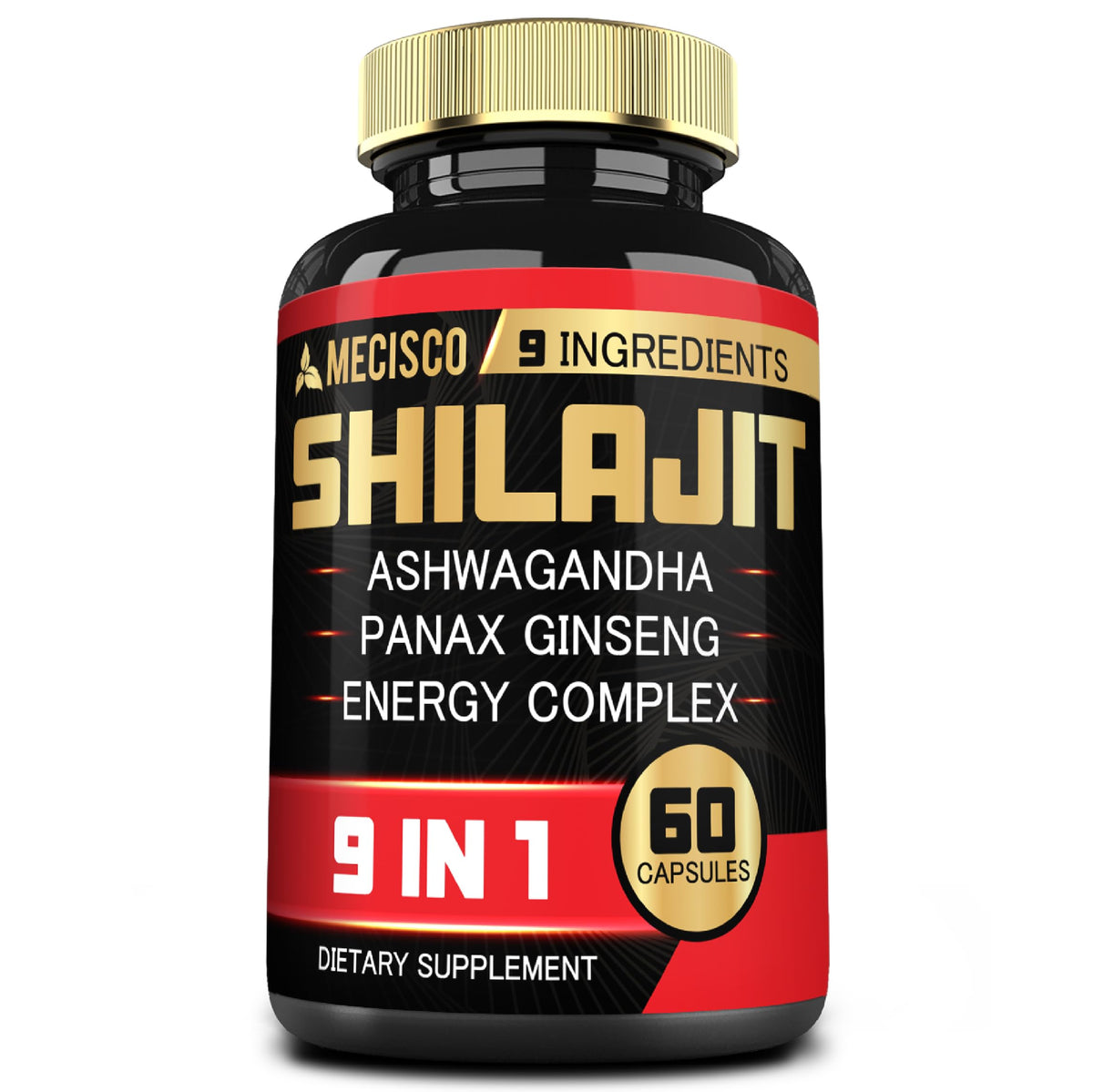 Flacon de 60 capsules de Shilajit Mecisco vue de face