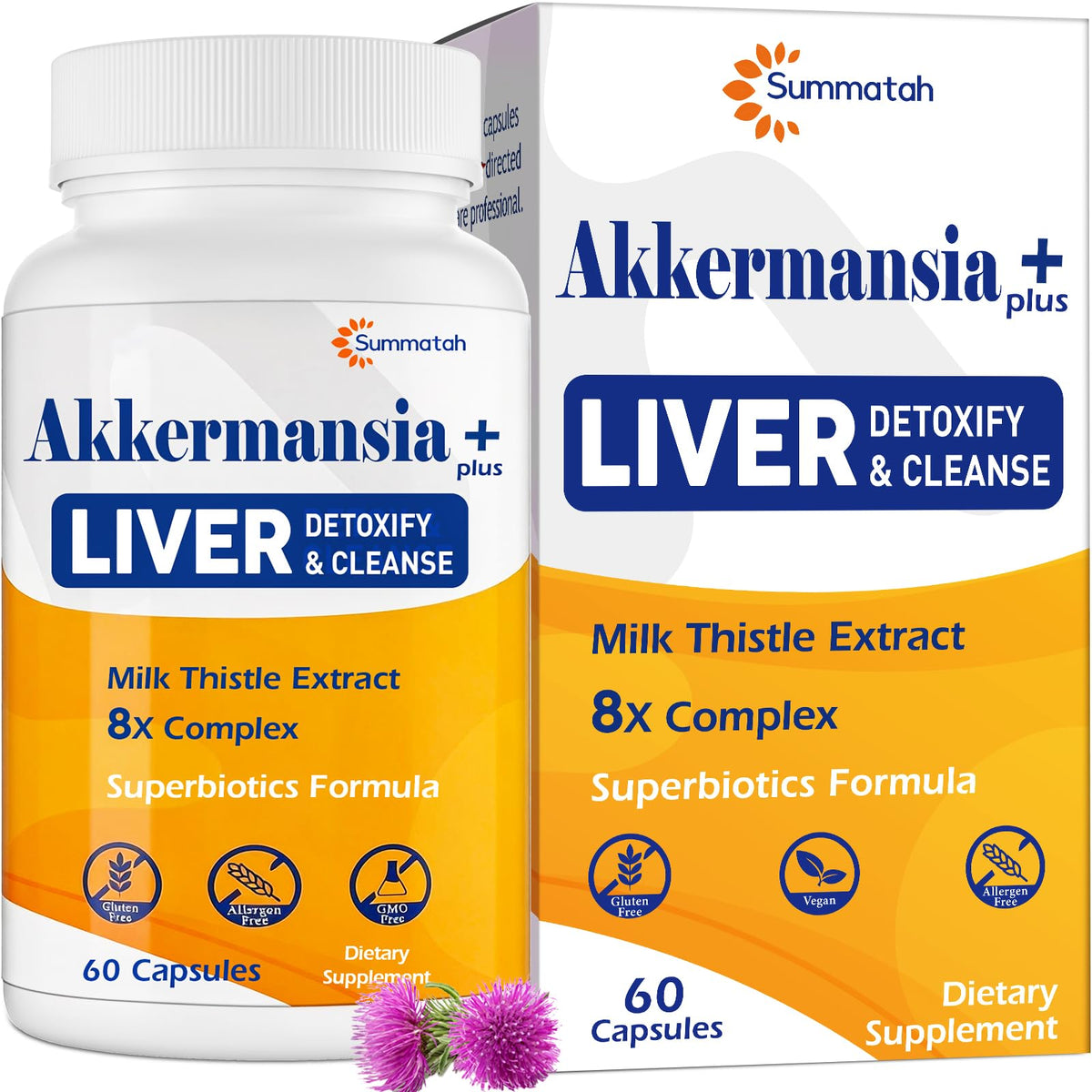 Flacon de 60 capsules de Summatah avec Akkermansia et Chardon-Marie