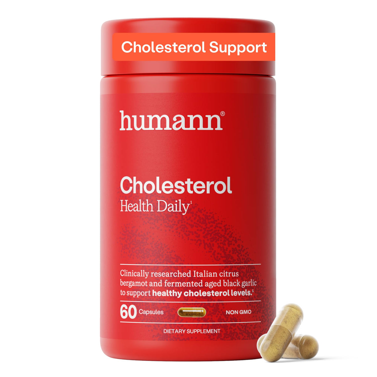 Flacon de 60 capsules HumanN Cholesterol Health vue de face