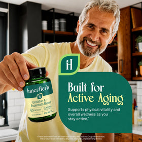 Flacon de 60 capsules InnerHerb Urolithin A avec étiquetage