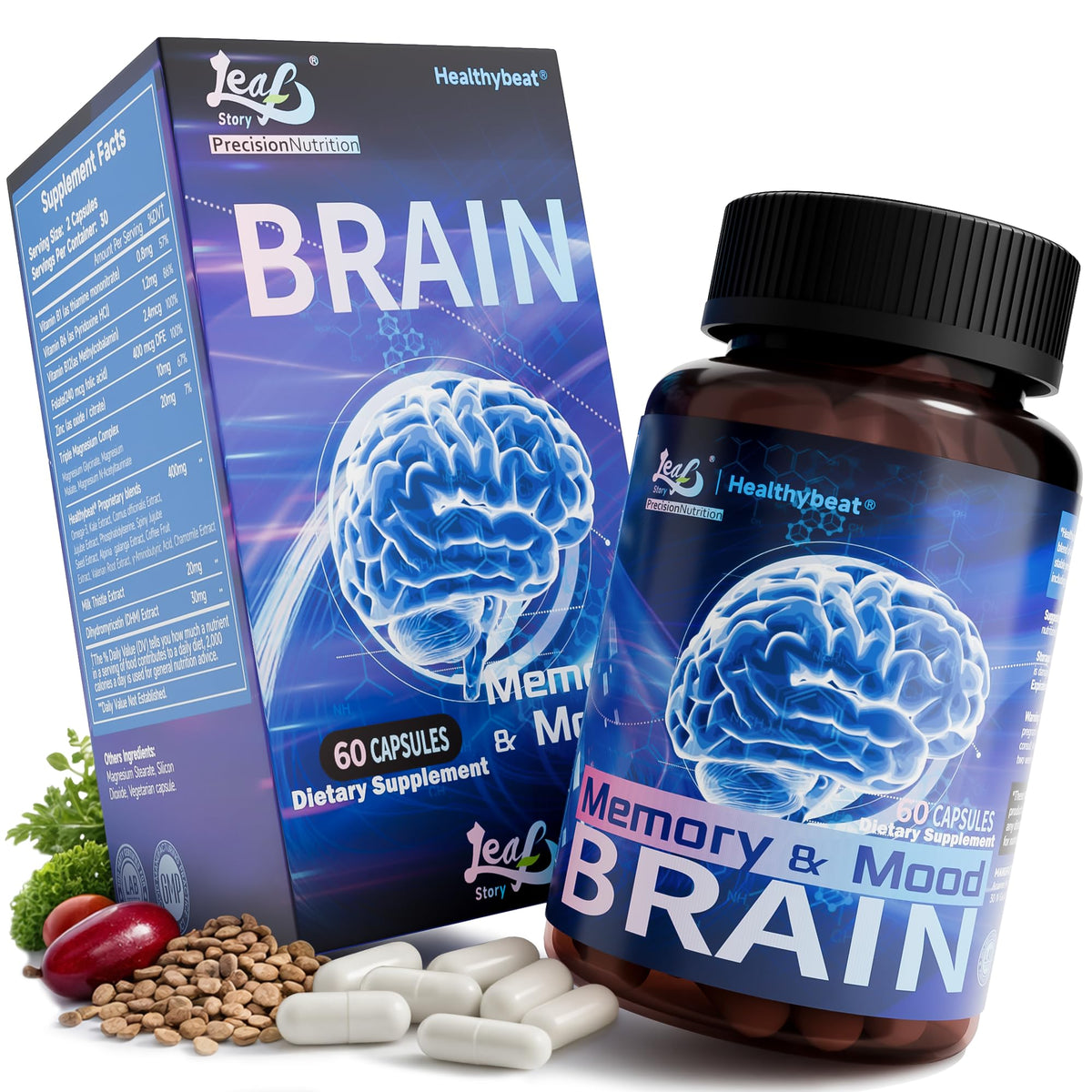 Flacon de 60 capsules LeafStory vue de face