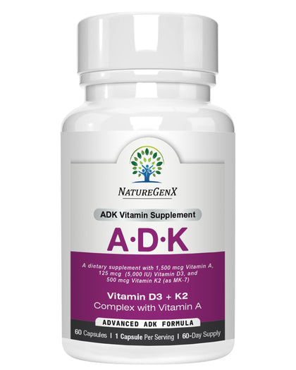 Flacon de 60 capsules NatureGenX ADK avec étiquette