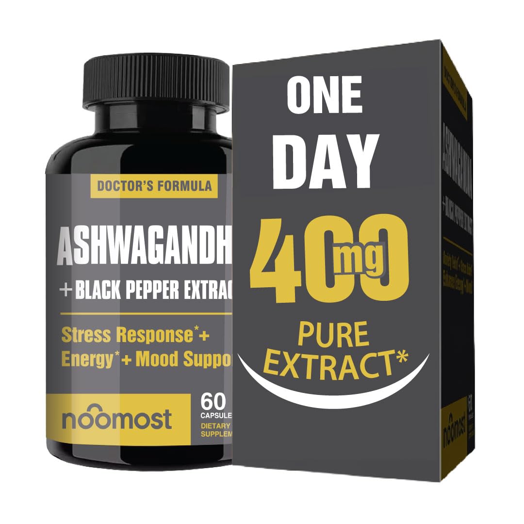 Flacon de 60 capsules NooMost Extrait d'Ashwagandha avec étiquette