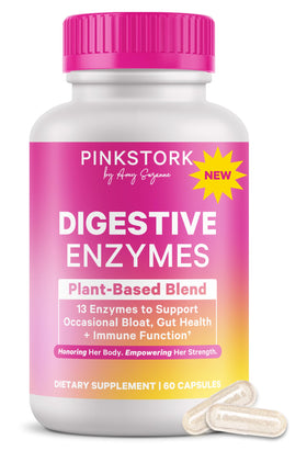 Flacon de 60 capsules Pink Stork multi-enzymes vue de face