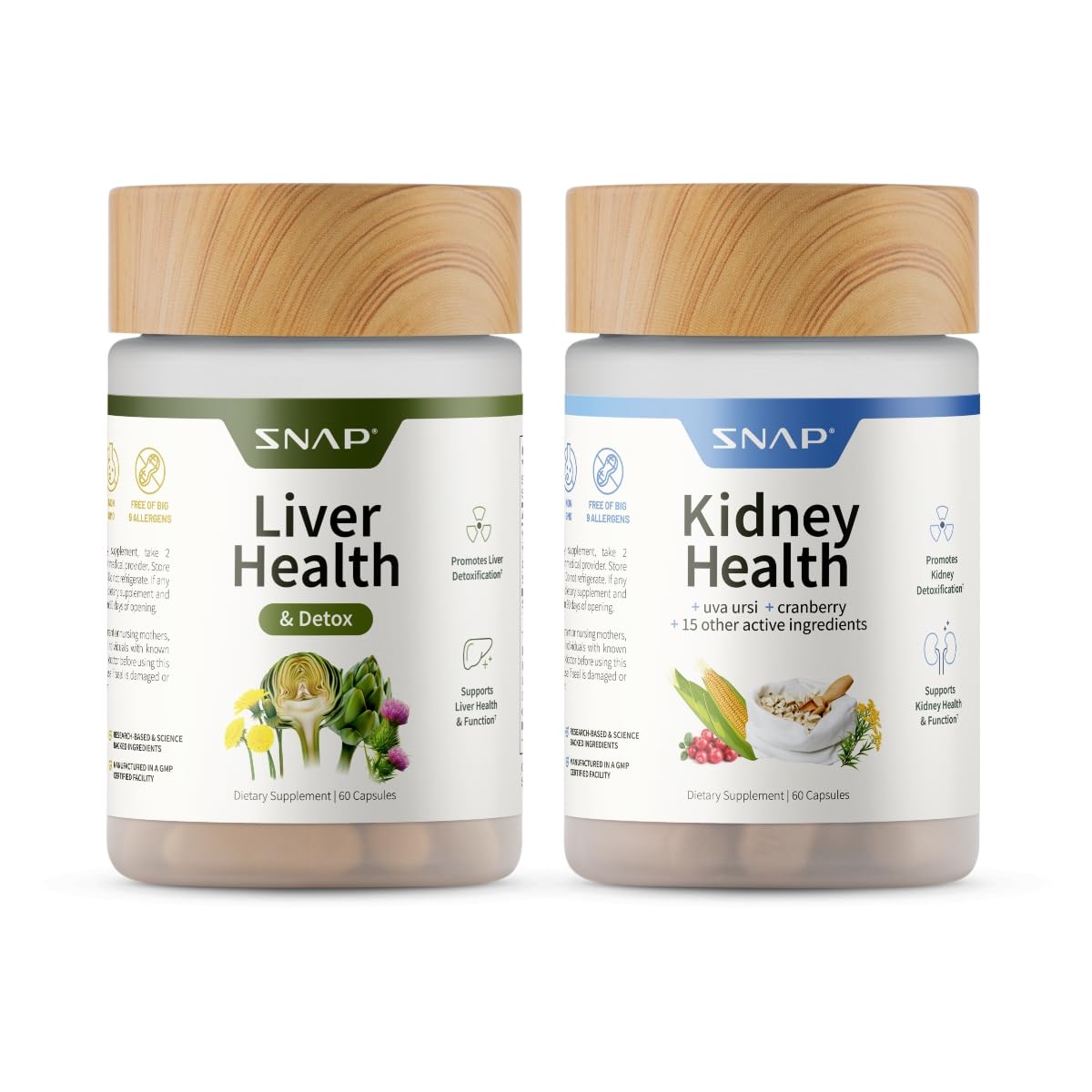 Flacon de 60 capsules Snap Supplements pour le foie et les reins