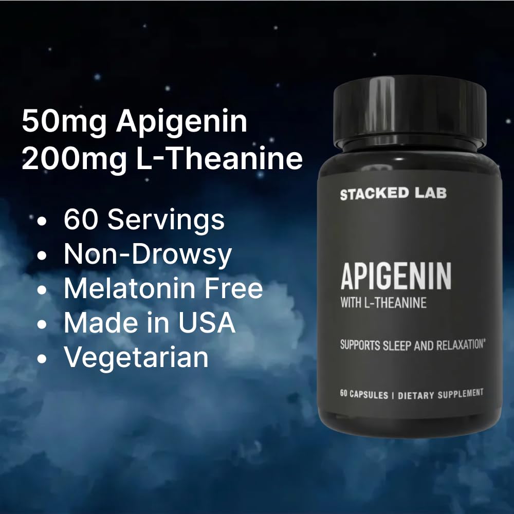 Flacon de 60 capsules STACKED LAB Apigenin et L-Theanine
