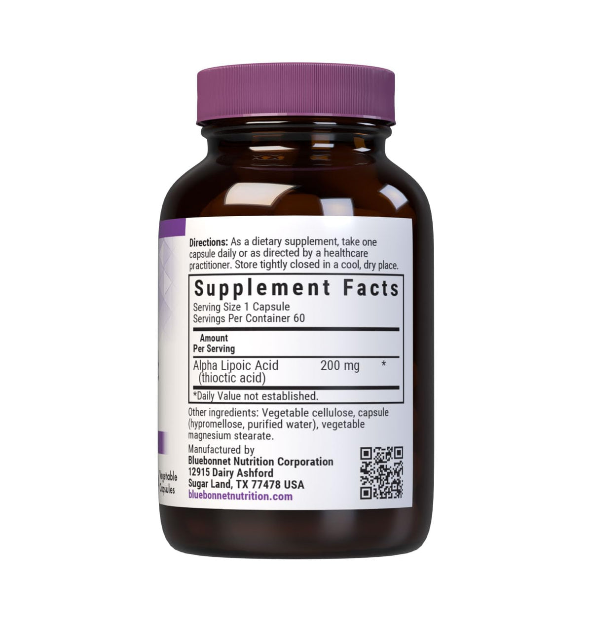 Flacon de 60 capsules végétales BlueBonnet Acide Alpha-Lipoïque